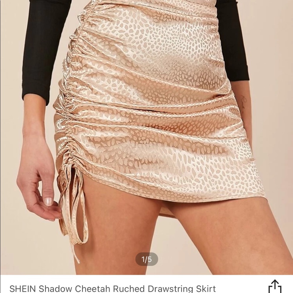 BRAND NEW SHEIN SATIN RUCHED LEOPARD PRINT SKIRT
